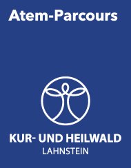 Atemparcours Kur- und Heilwald Lahnstein Grafik mit blauem Hintergrund und weißer Schrift. Oben steht „Atem-Parcours“, darunter das Logo des Kur- und Heilwalds Lahnstein. Im unteren Bereich ist der Schriftzug „Kur- und Heilwald Lahnstein“ zu sehen.