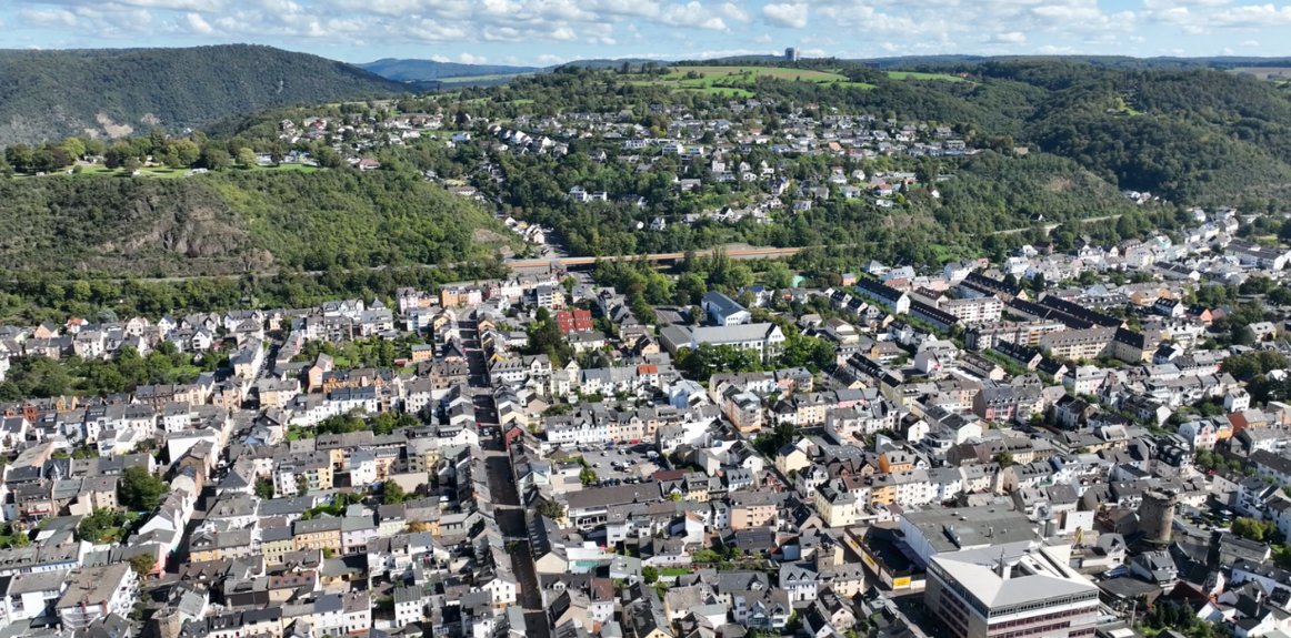 Blick von oben auf den Stadtteil Oberlahnstein 