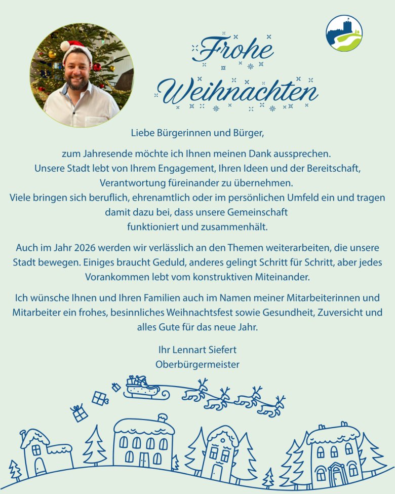 2025 Weihnachtsgruß von Oberbürgermeister Lennart Siefert