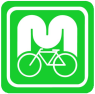 Das grüne Logo des Moselradwegs mit dem stilisierten Umriss eines Fahrrads